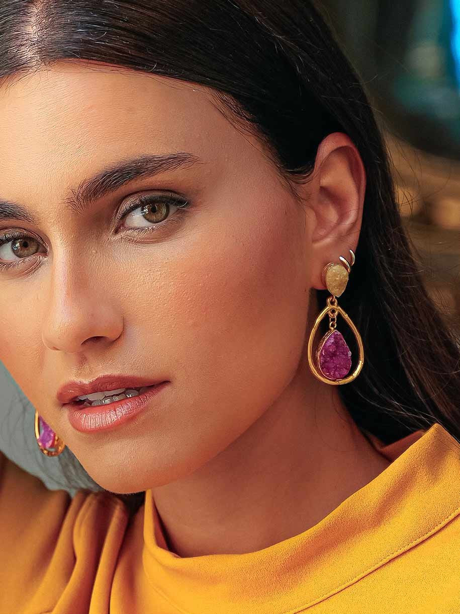 PENDIENTES PIEDRAS DRUSA