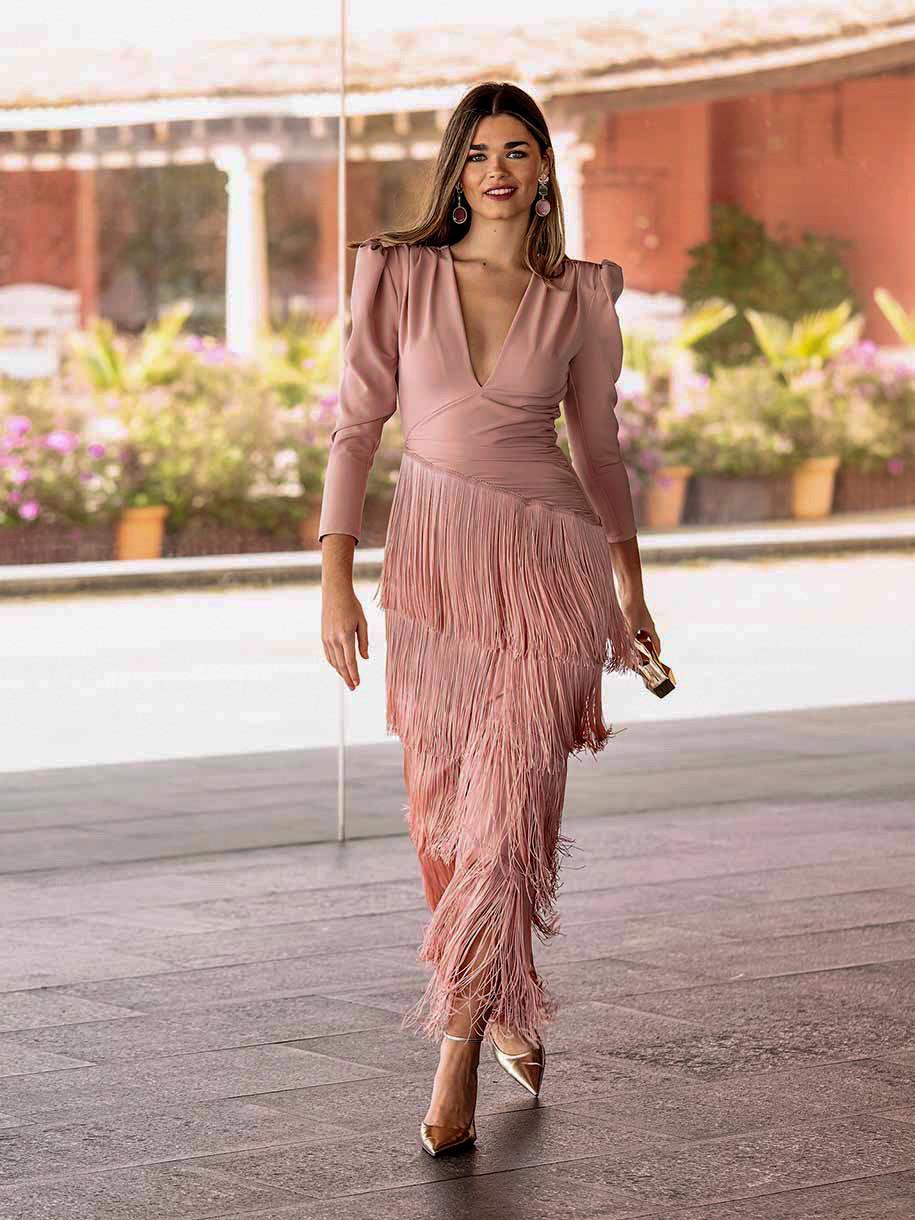 VESTIDO FLECOS PALMITO