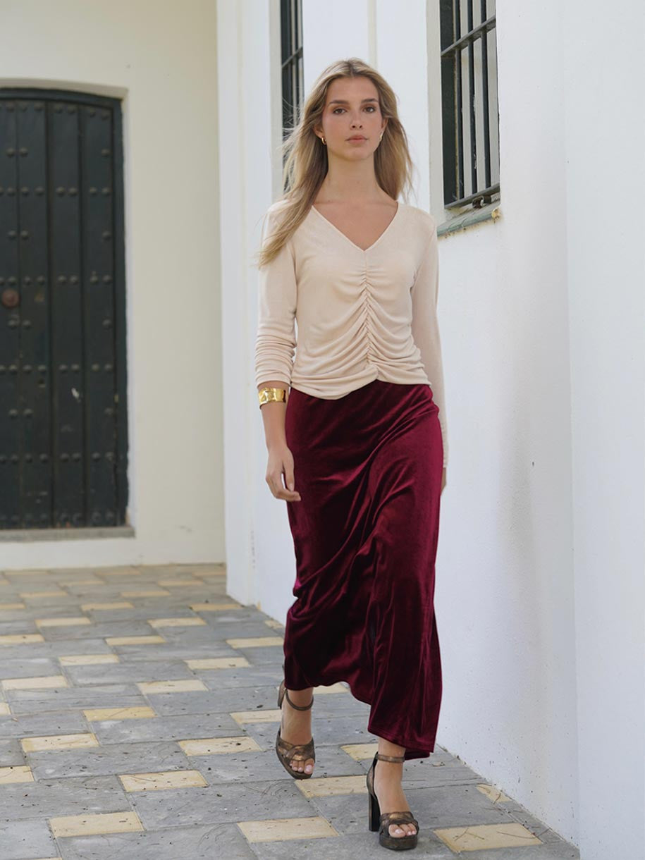 FALDA TERCIOPELO MIDI