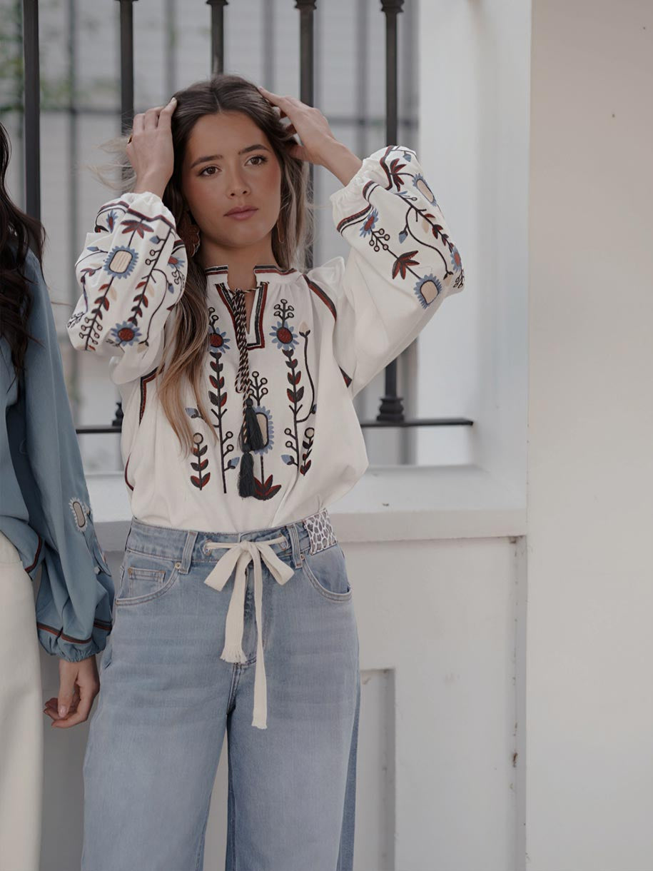 PANTALÓN VAQUERO BOHO CHIC