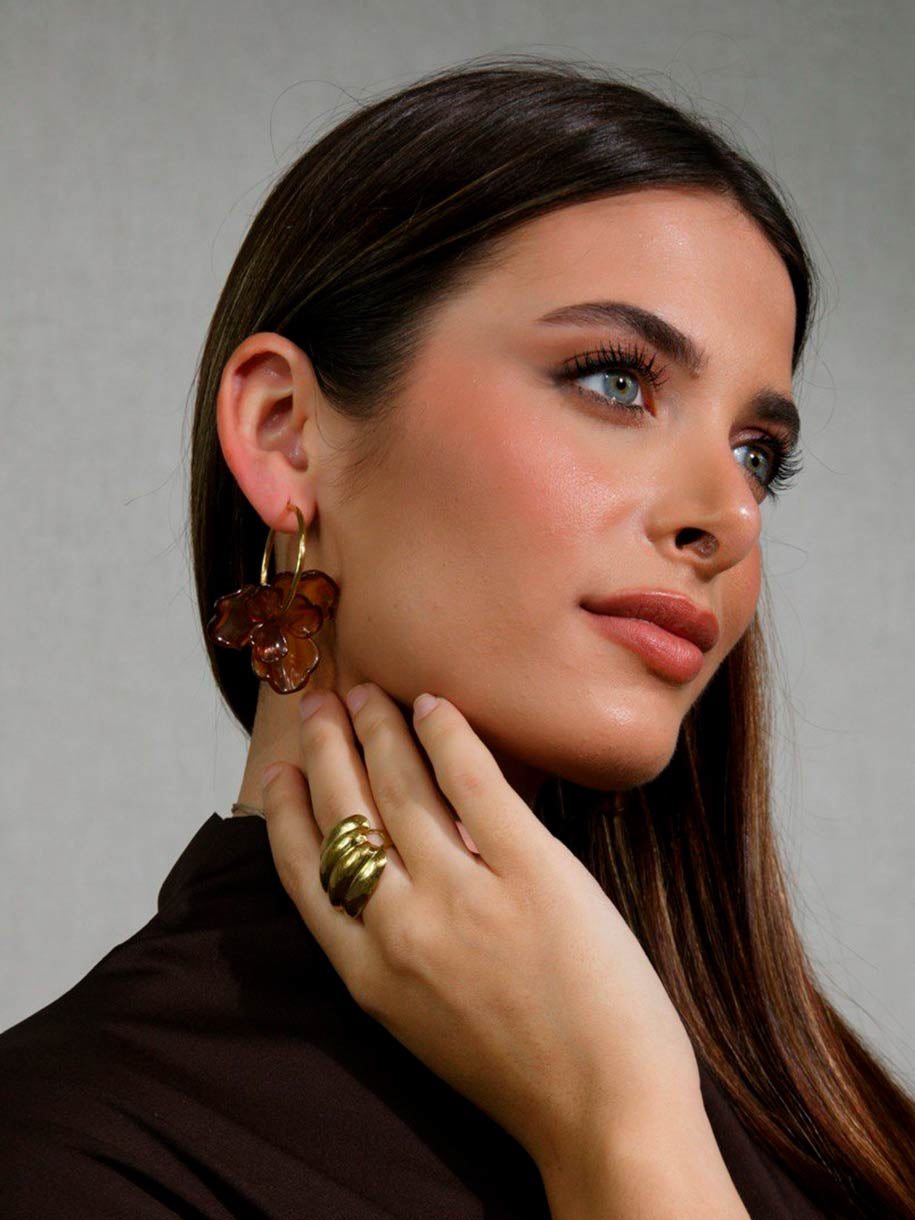 PENDIENTES FLOR CHOCOLATE