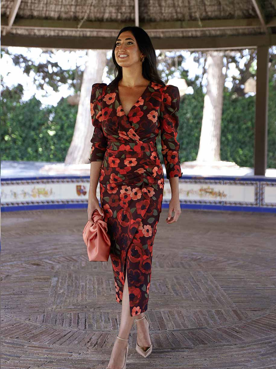 VESTIDO FLORES CORAL