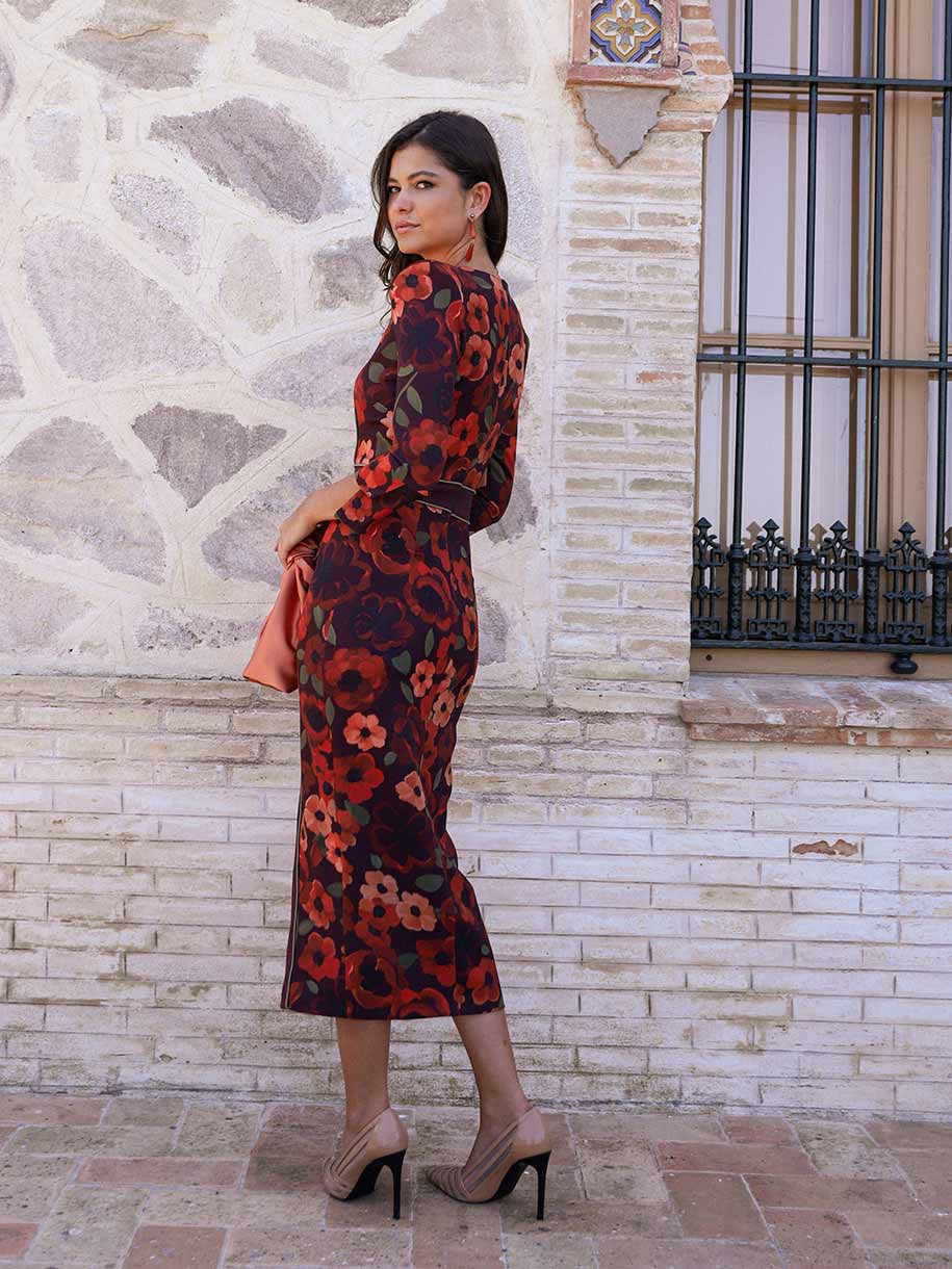 VESTIDO FLORES GRANATE