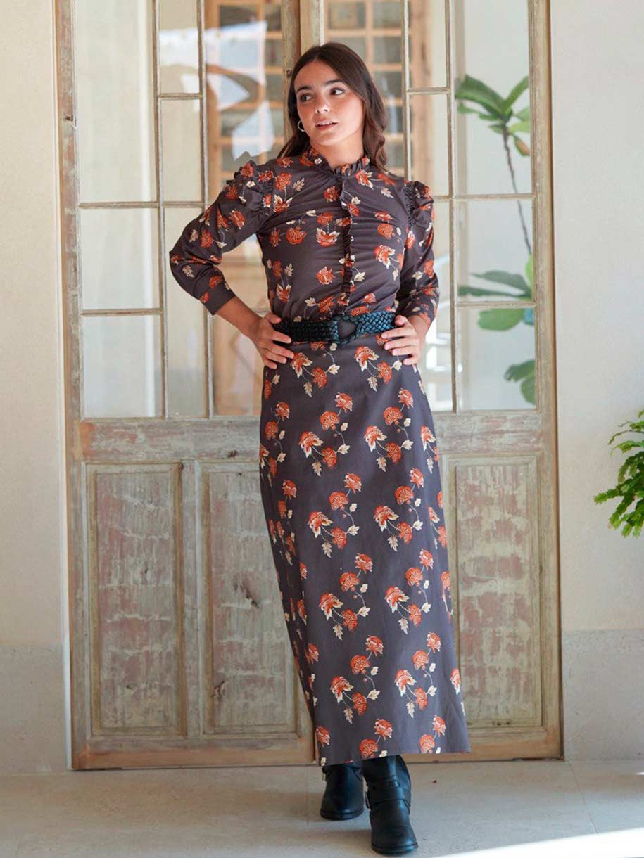 CAMISA FLORAL TERRACOTA