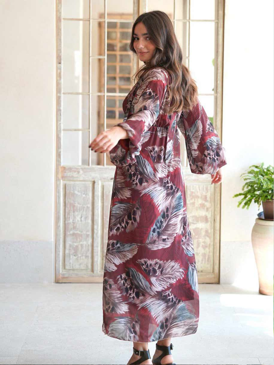 VESTIDO PRINT PLUMAS