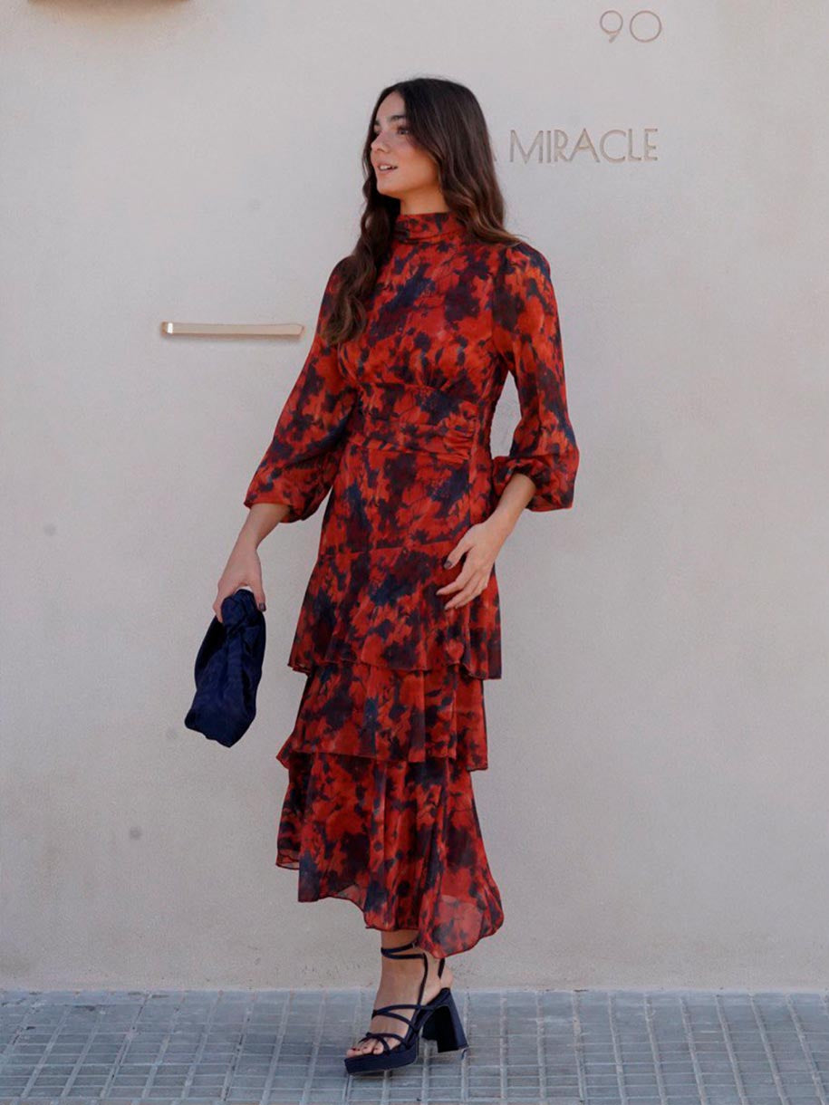 VESTIDO FLORAL VOLANTES ROUGE