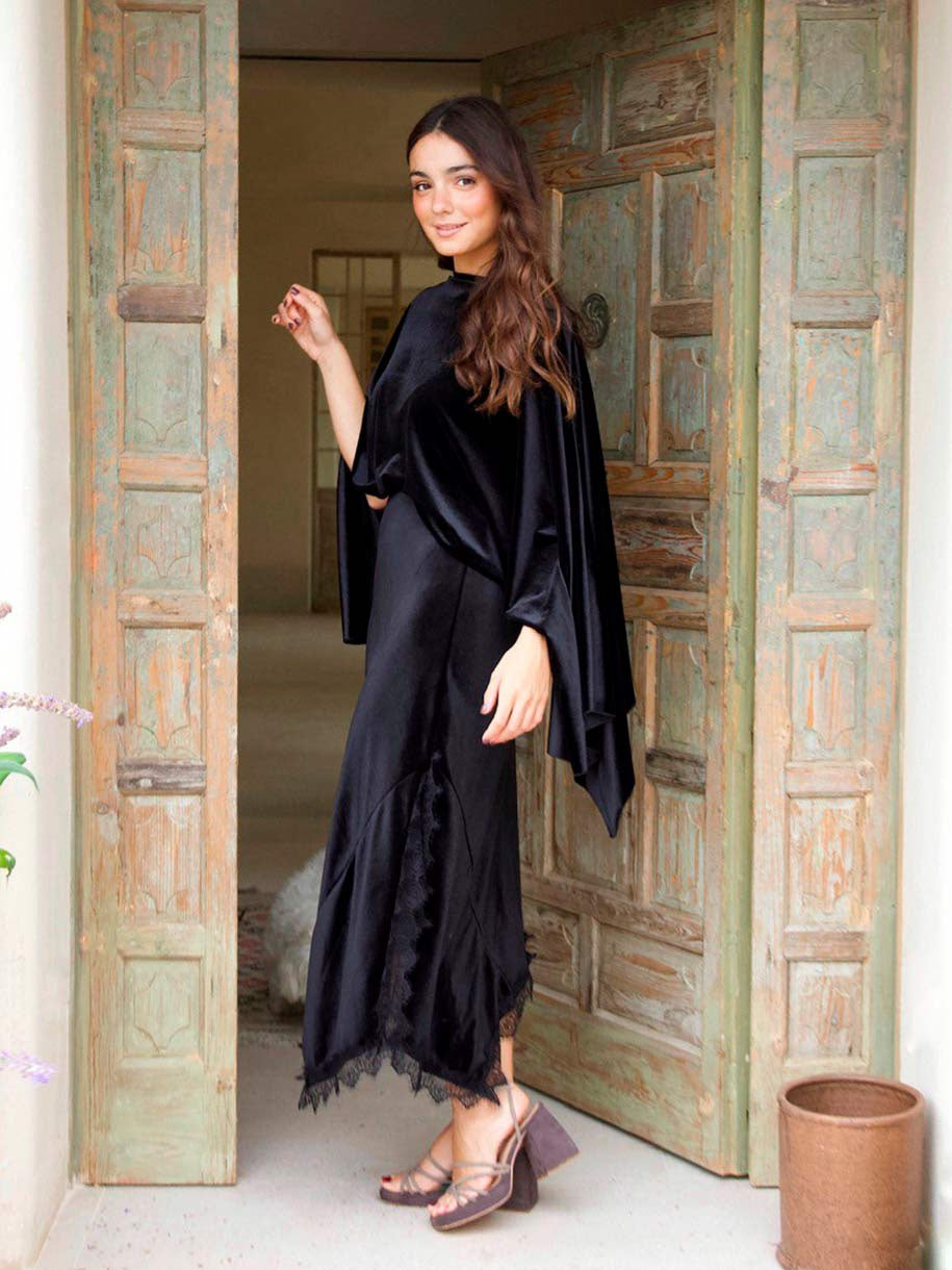 FALDA TERCIOPELO ASIMÉTRICA