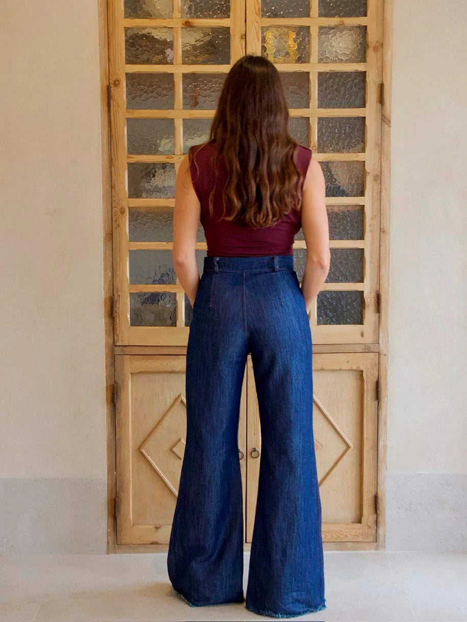 JEANS PALAZZO DENIM OSCURO