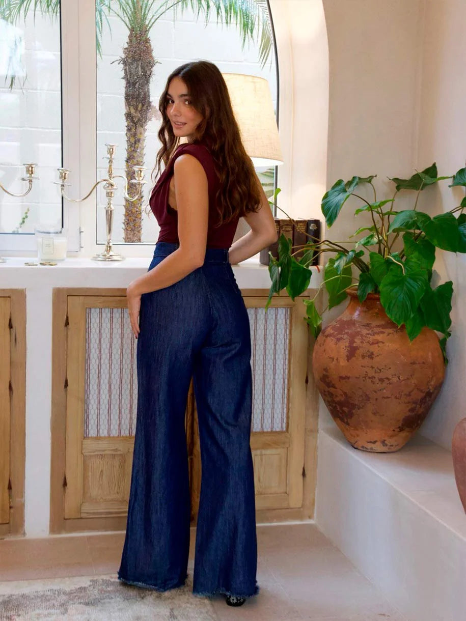 JEANS PALAZZO DENIM OSCURO