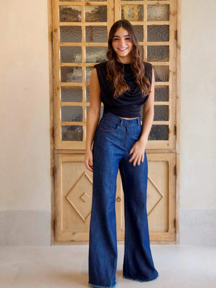 JEANS PALAZZO DENIM OSCURO