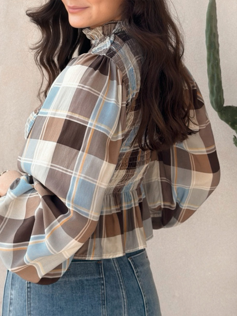 Blusa de mujer casual con cuadros