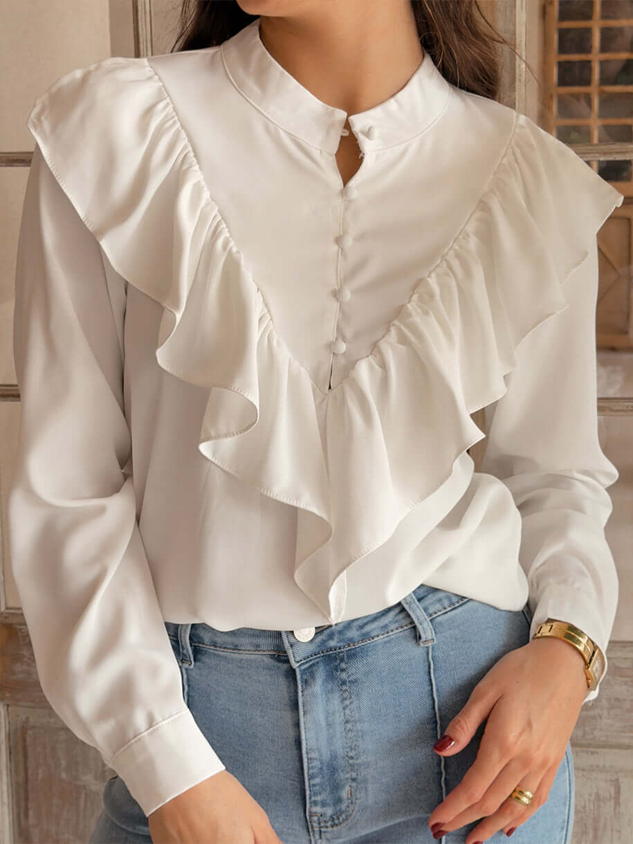 Camisa de mujer con volante central