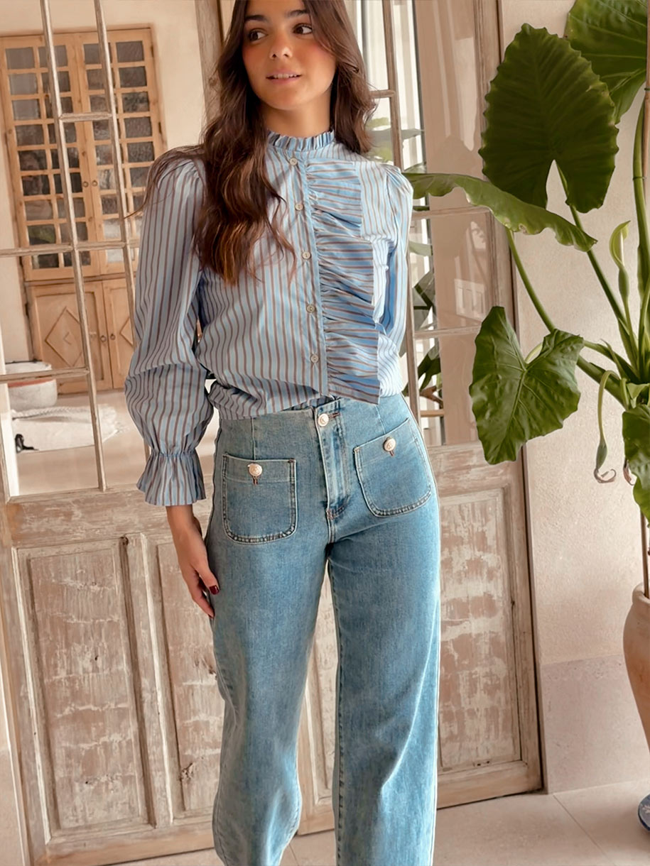 Camisa rayas azules de mujer