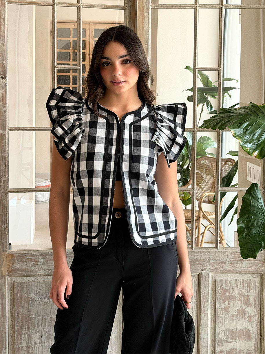 Chaleco Vichy con hombreras