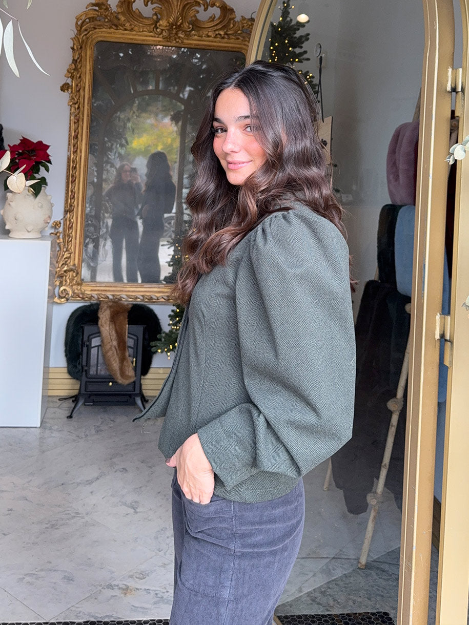 Chaqueta con manga abullonada, casual de mujer