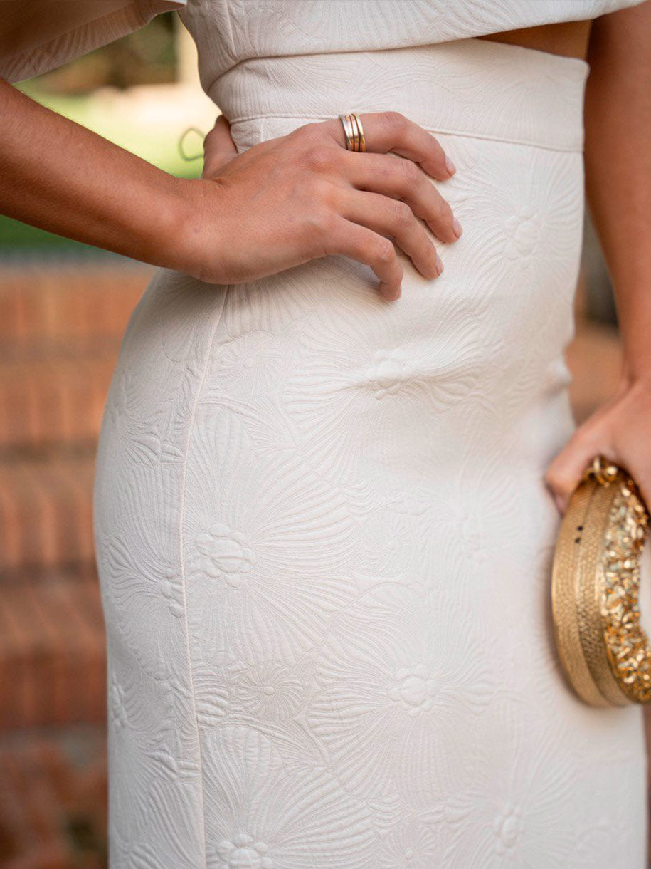 Falda blanco con estampado