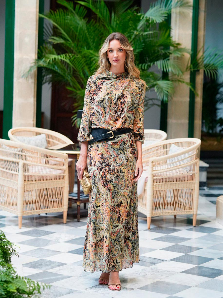 Conjunto de fiesta, con estampado de Pasley de dos piezas
