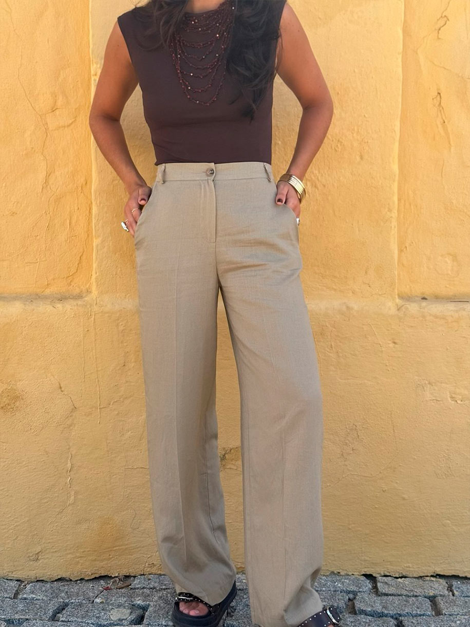Pantalon de lino camel