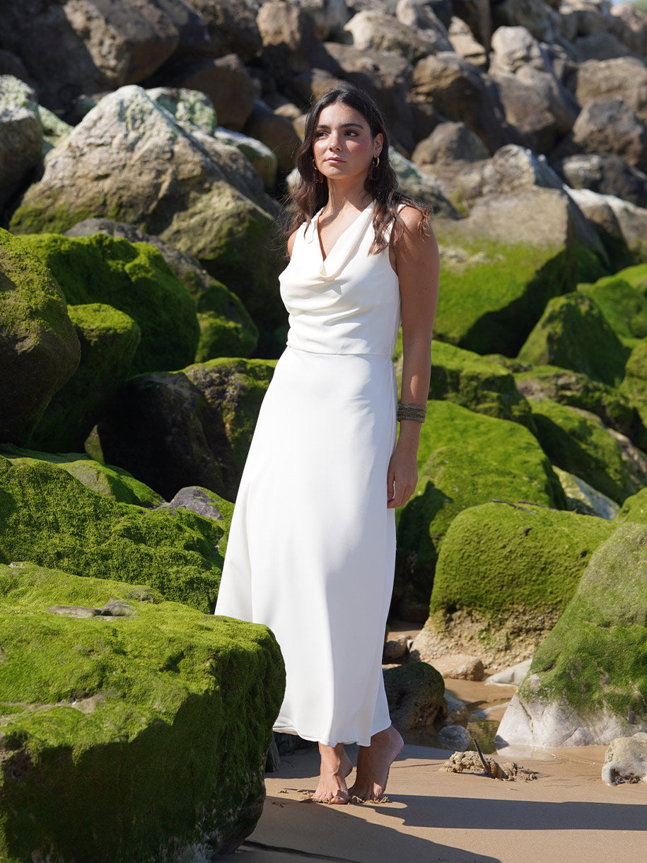 Vestido en color blanco fiesta