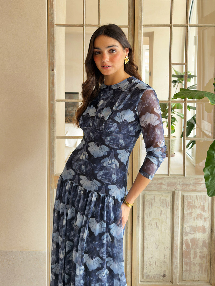 Vestido de gasa con vuelo