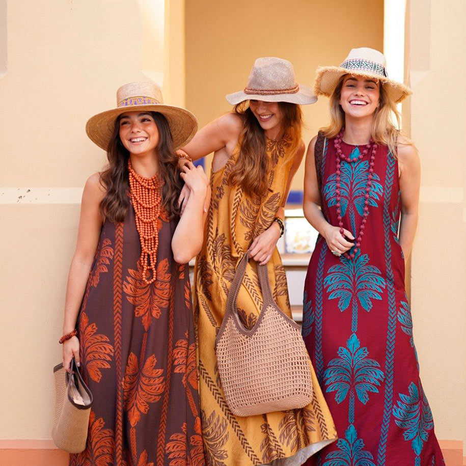 Vestido midi con palmeras