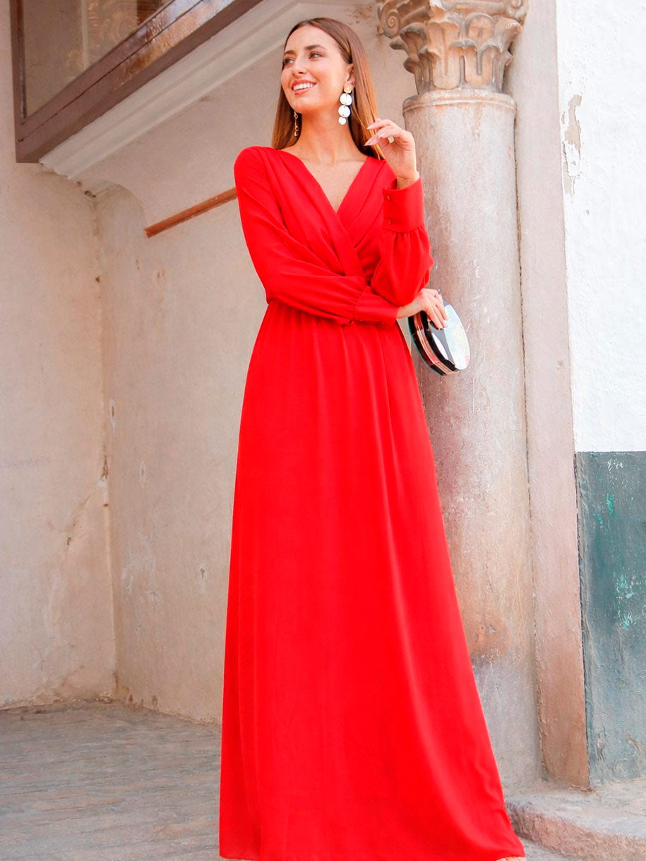 Vestido de fiesta en color rojo para invitada