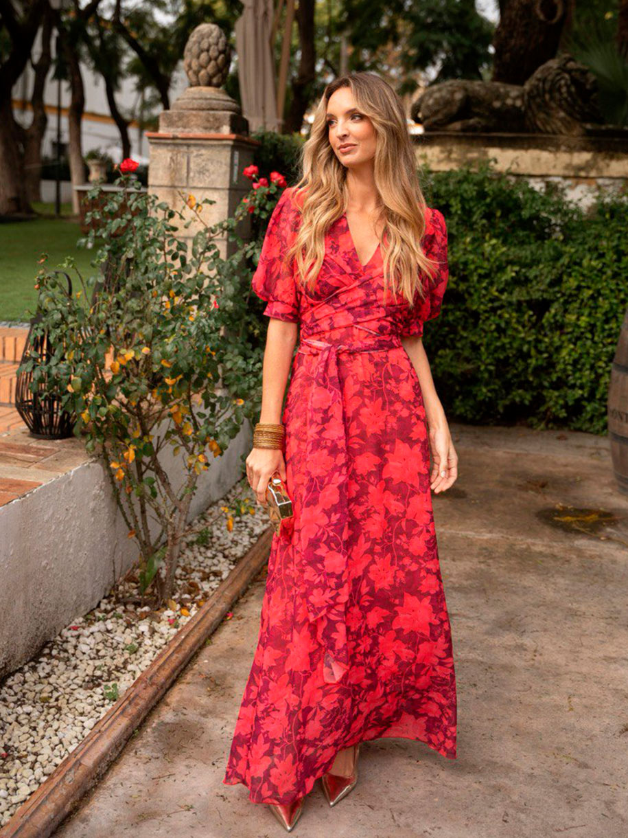 Vestido Midi de Invitada con flores estampados