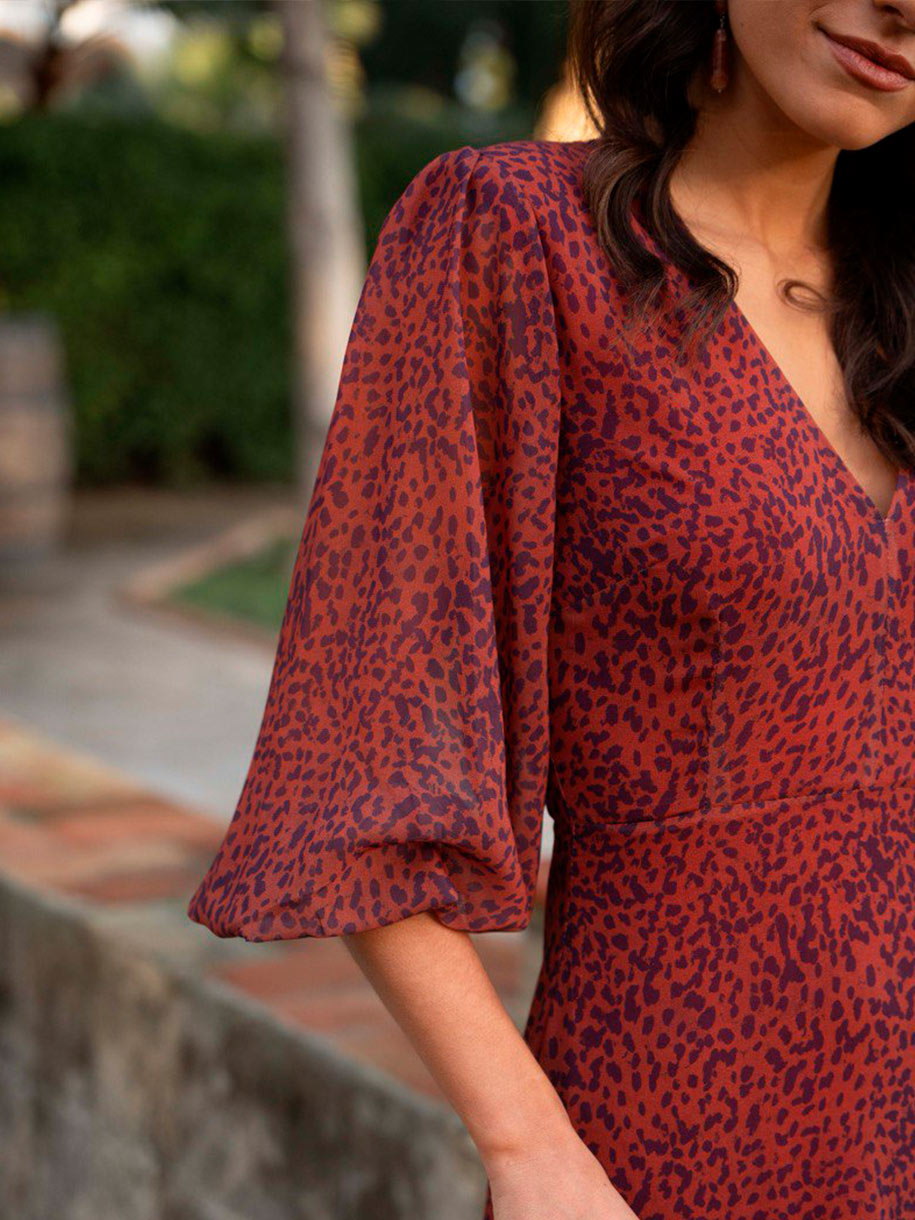 Vestido Midi de estampado rojo