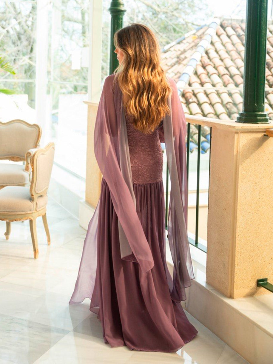 Vestido largo para boda de noche