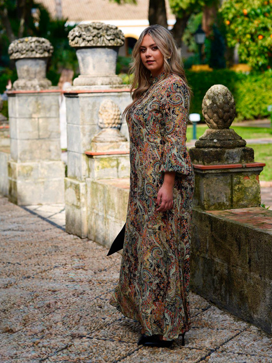 Vestido Midi con estampado de fiesta