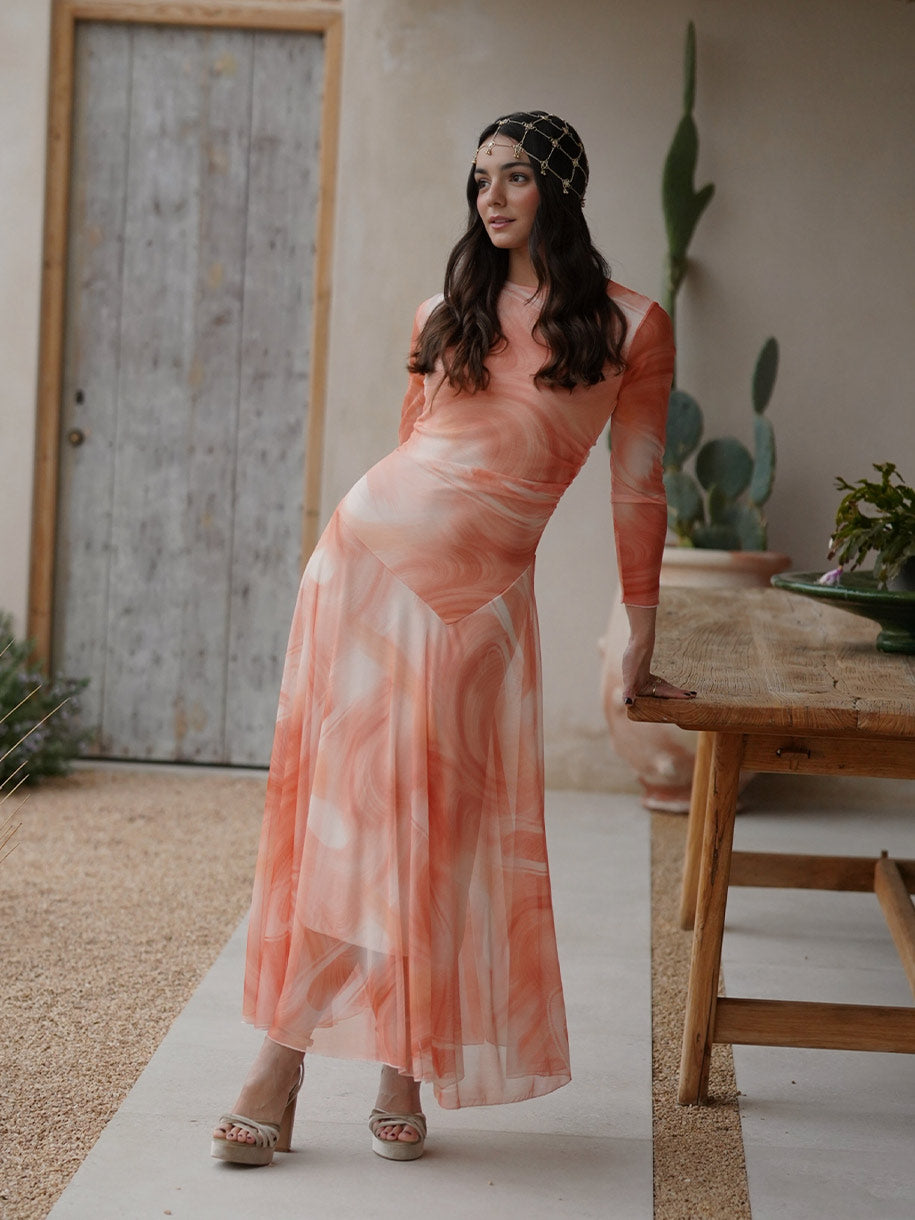 Vestido con estampado midi