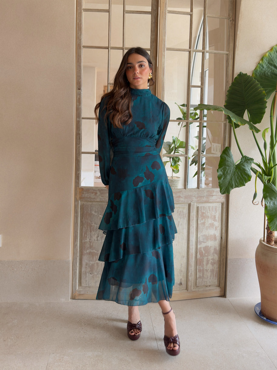 Vestido Volantes en color azul