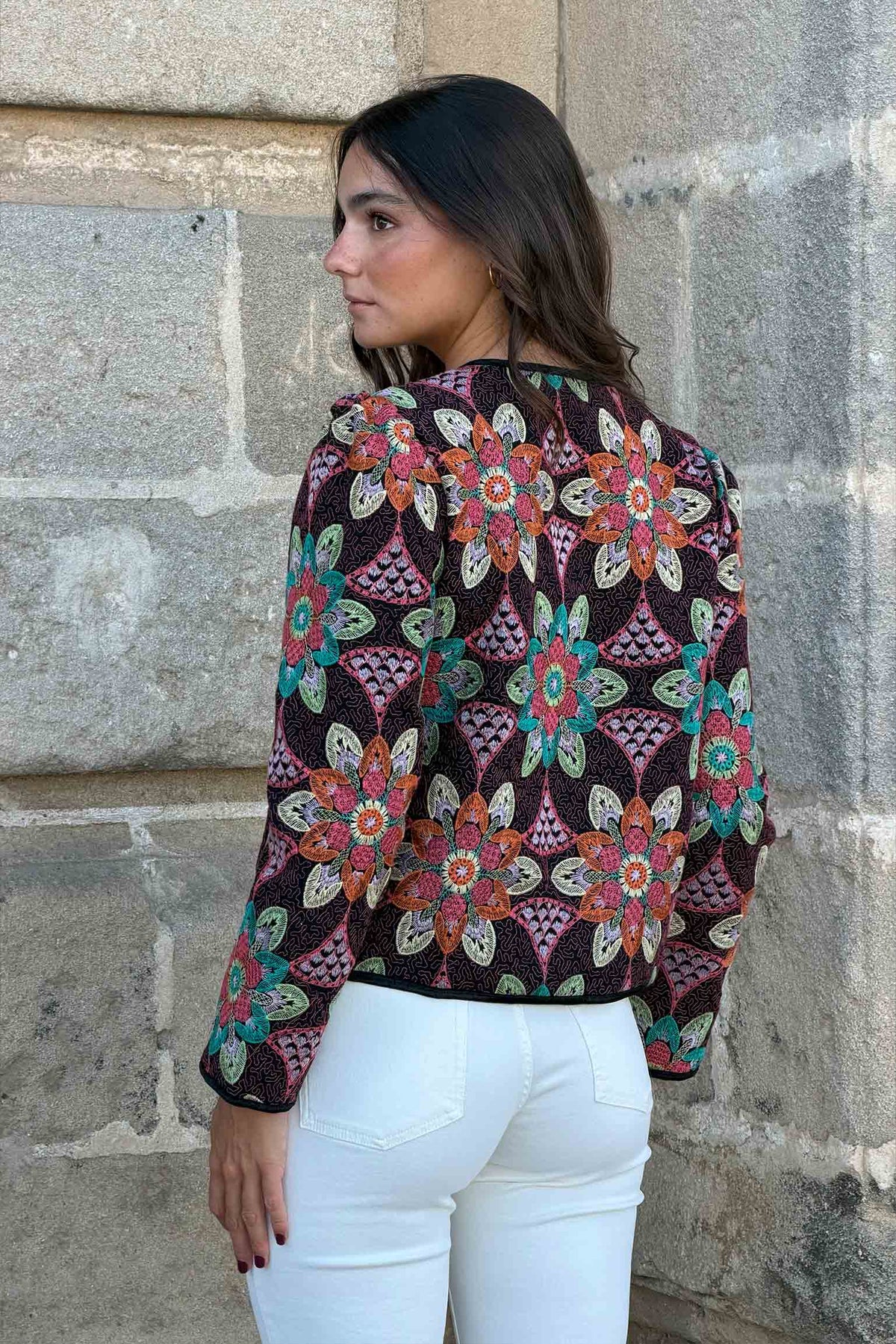 Chaqueta Flores Bordada