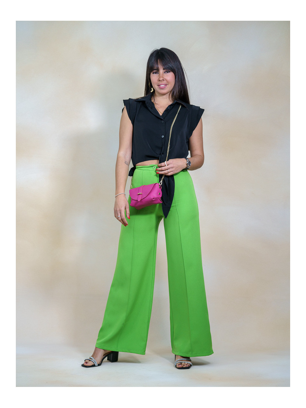 Pantalón Recto Clásico, Pantalón Verde Mujer, Pantalón Clásico Verde, Pantalón Barato, Mariquita Trasquilá