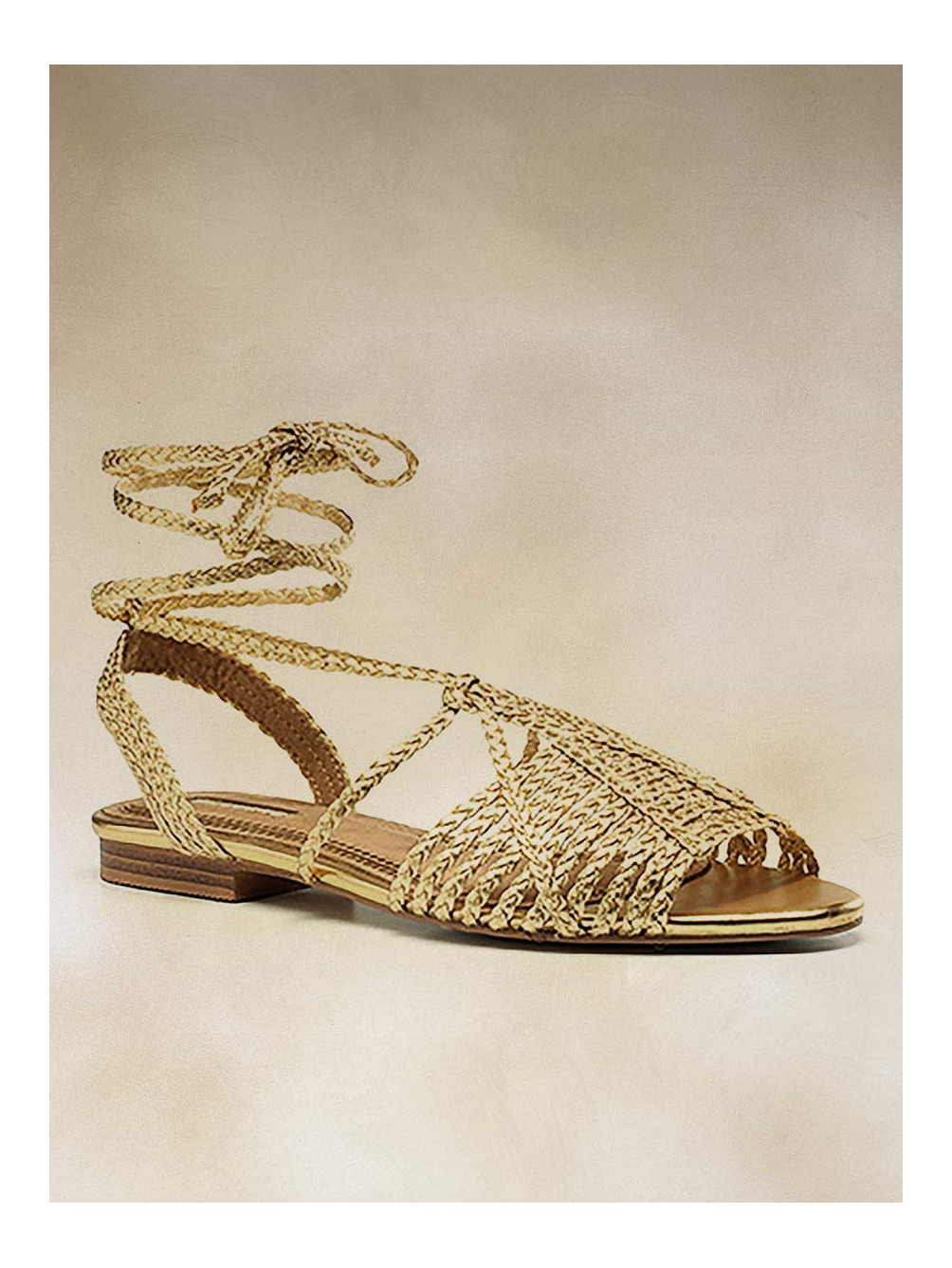 Sandalias Romanas Oro, Zapatos Mujer, Sandalias Planas, Mariquita Trasquilá