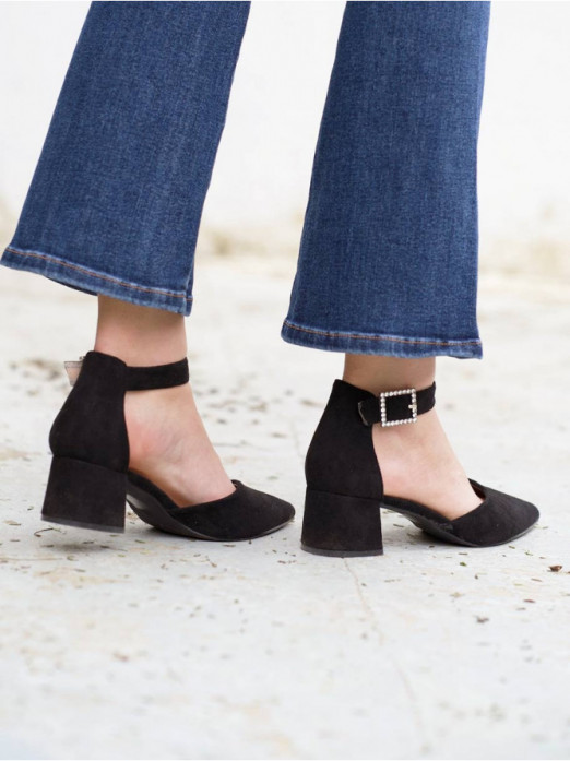 Merceditas New, Zapatos Tacón Negro, Calzado de Mujer, Mariquita Trasquilá