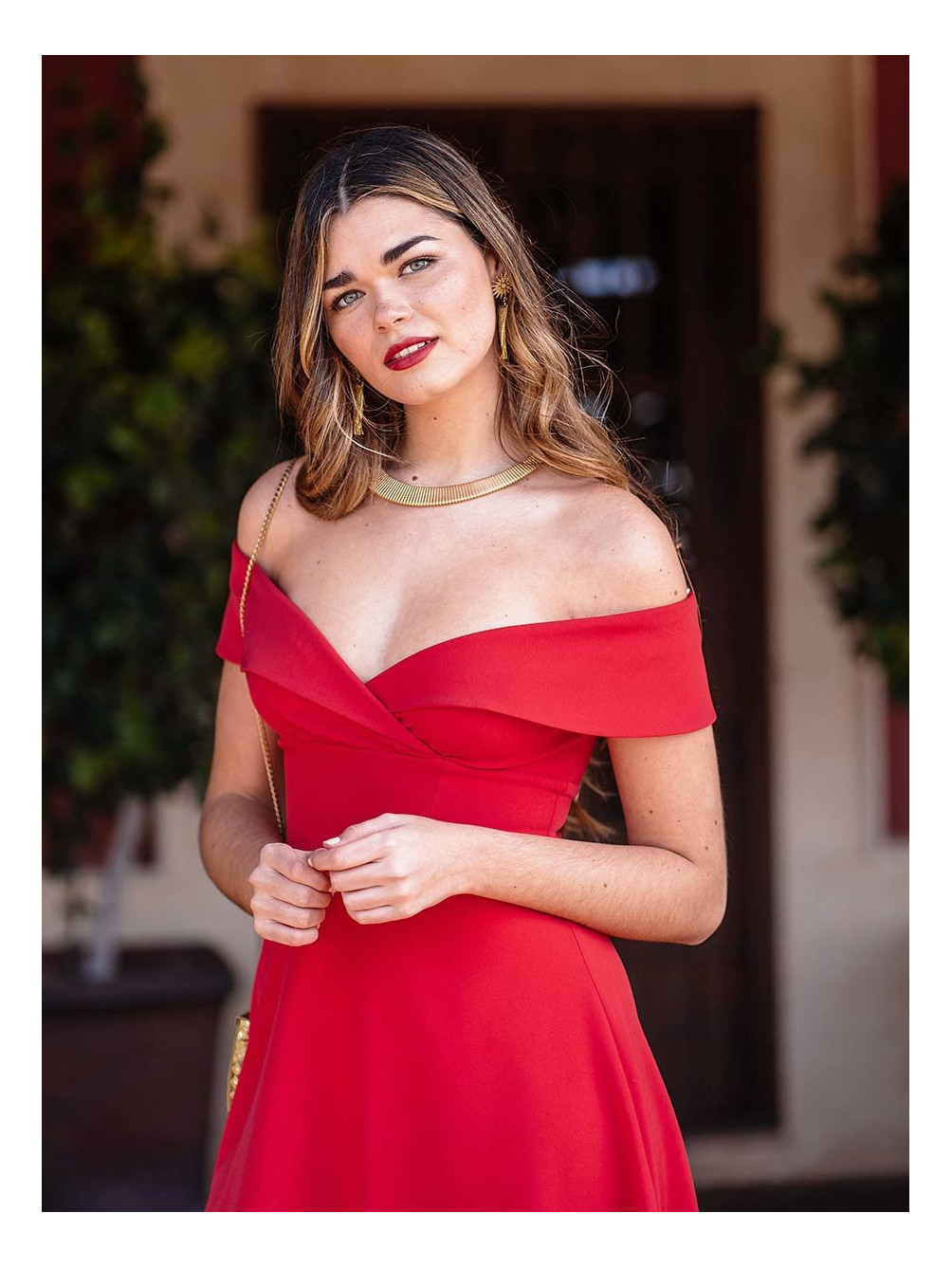 Vestido Jimena, Vestido Rojo Invitada, Vestido Midi 2023, Mariquita Trasquilá