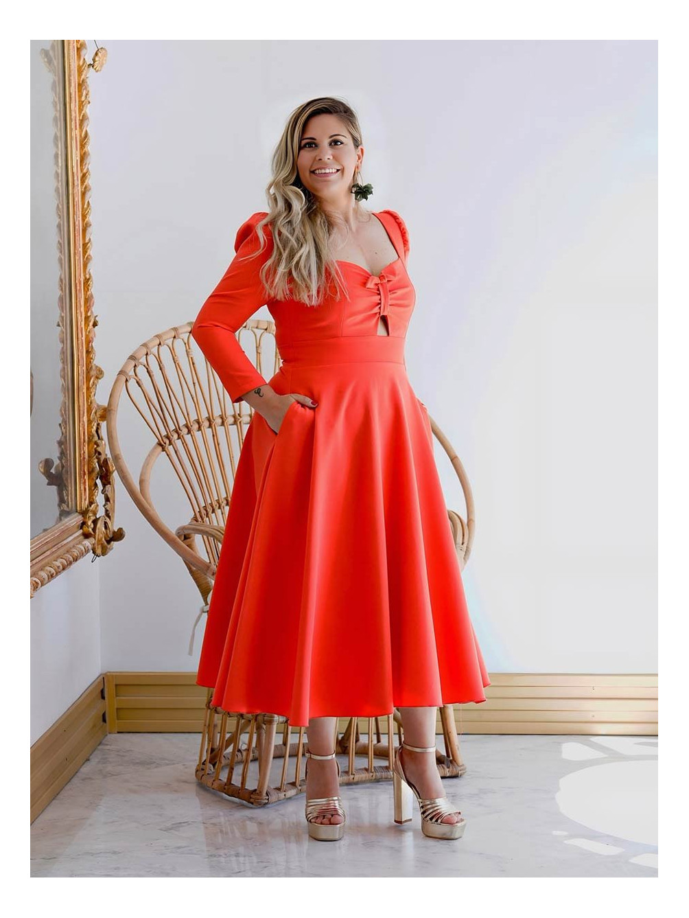 Vestido Tanguillo Vuelo Vestido Fiesta Rojo | Trasquilá