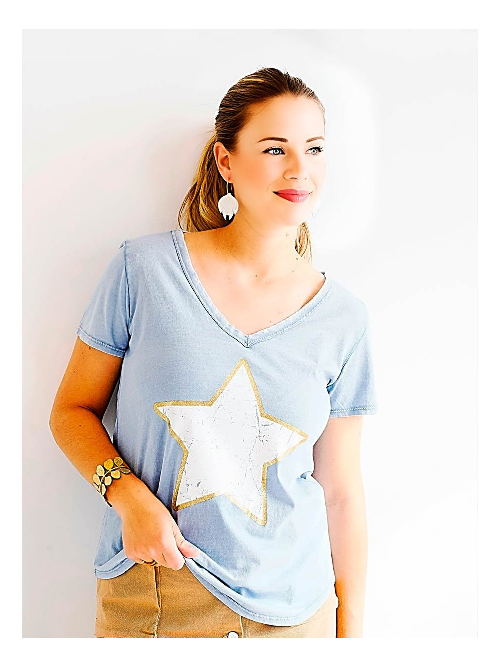 Camiseta Estrella, Camiseta de Mujer, Camiseta de Verano, Mariquita Trasquilá
