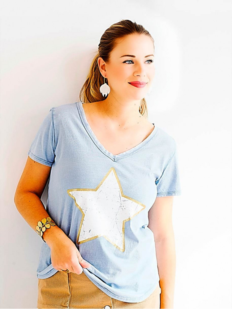 Camiseta Estrella, Camiseta de Mujer, Camiseta de Verano, Mariquita Trasquilá