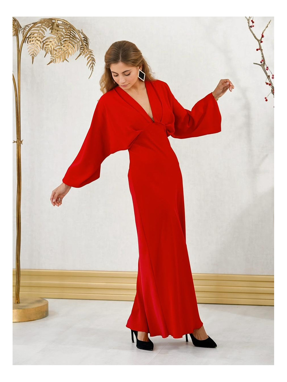 Vestido Carmen Rouge Winter, Vestido Rojo Invitada, Vestido Nochevieja, Mariquita Trasquilá