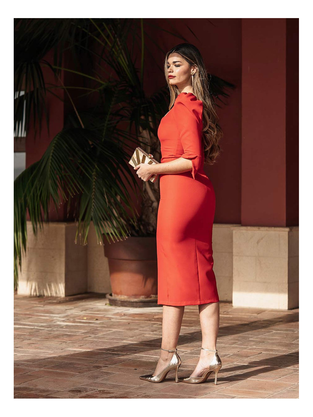 Vestido Caleta Rojo, Invitada Perfecta, Vestido Boda de Día, Mariquita Trasquilá