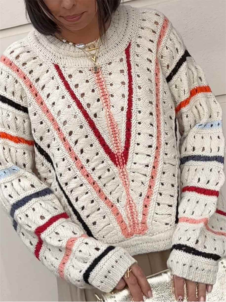 Jersey de lana con flecos Mujer, Blanco