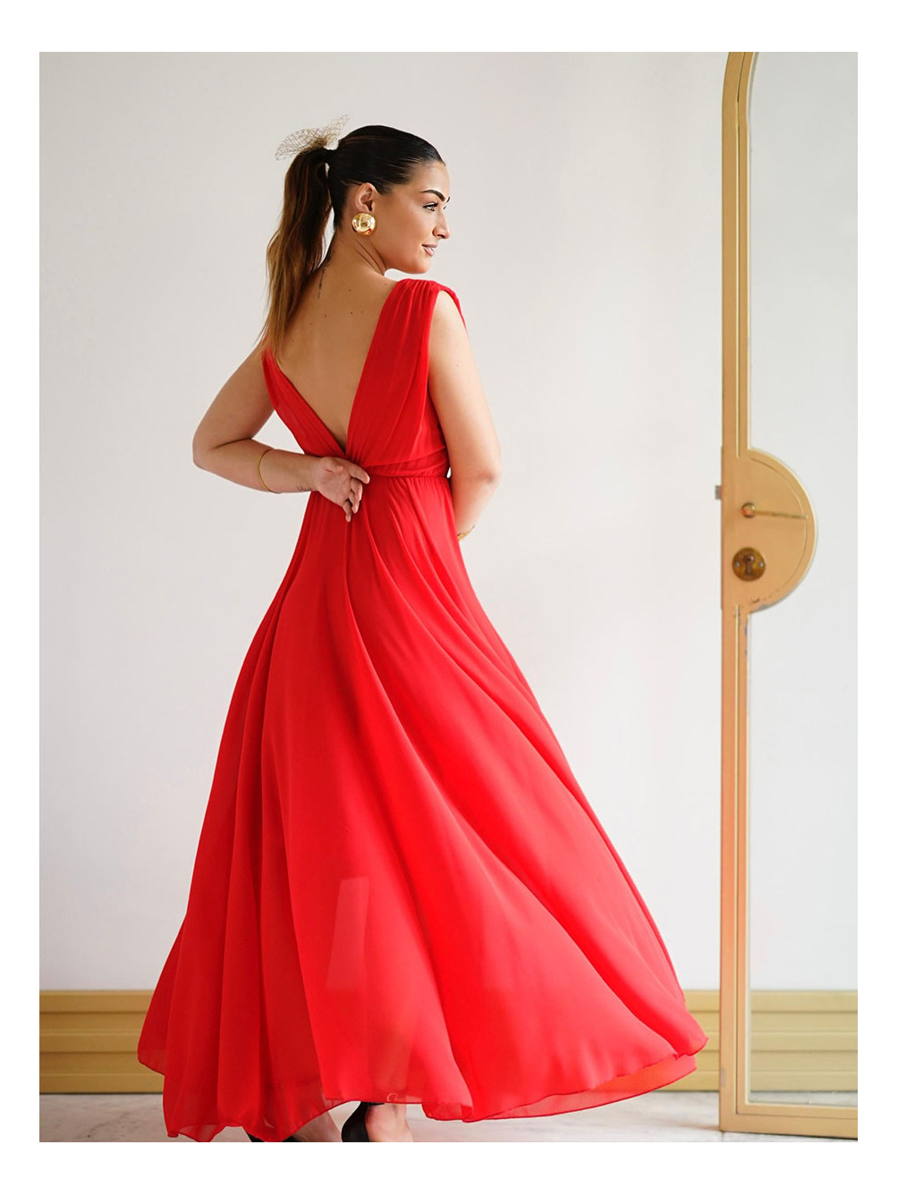Vestido Largo Rosalie, Vestido Rojo Largo, Vestido Dama de Honor, Mariquita Trasquilá