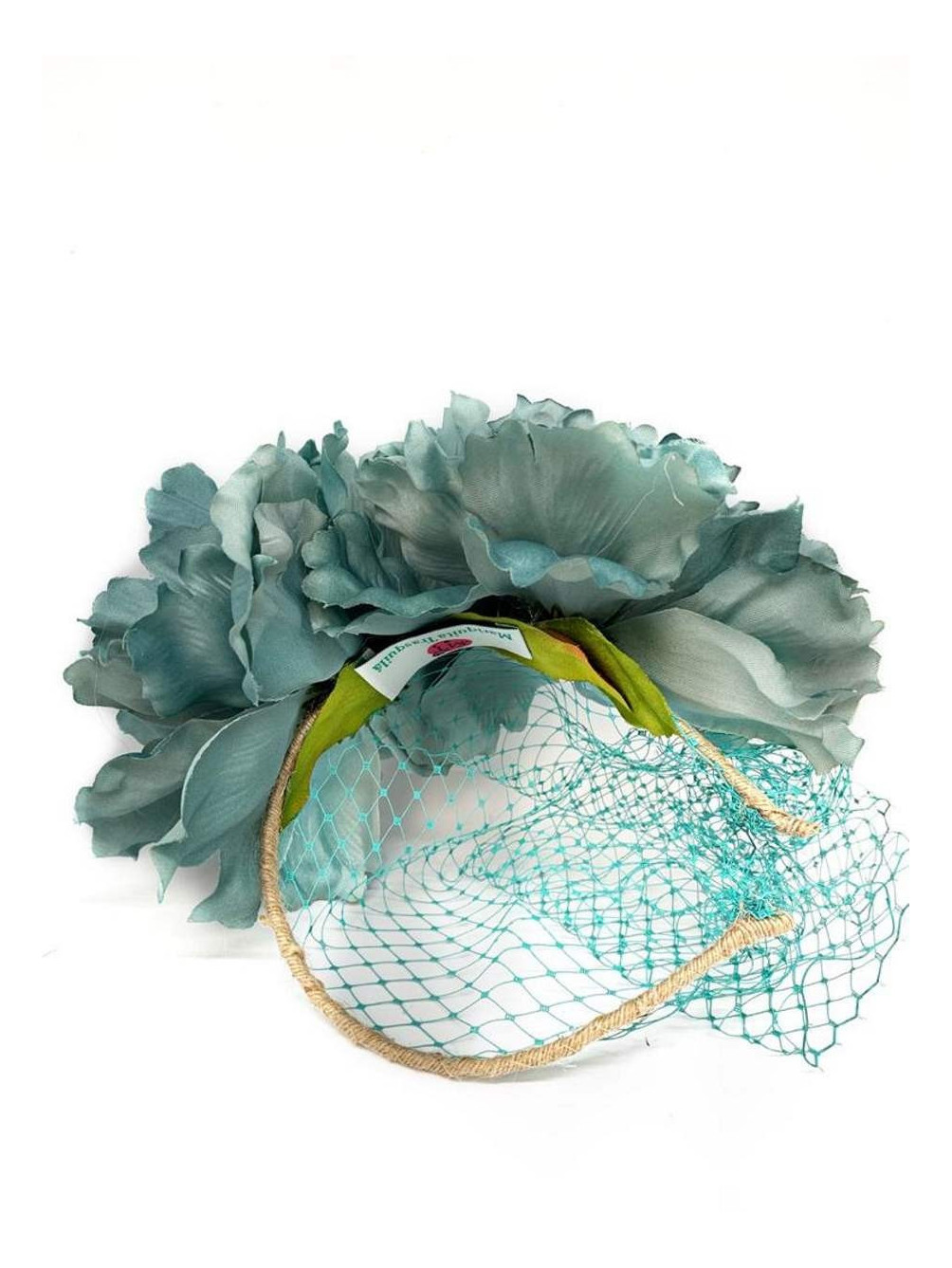 Tocado Flores - Tocado para bodas - complementos para bodas - diadema flor verde mar - Mariquita Trasquilá