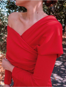 vestido de fiesta rojo, vestido midi, Mariquita Trasquilá