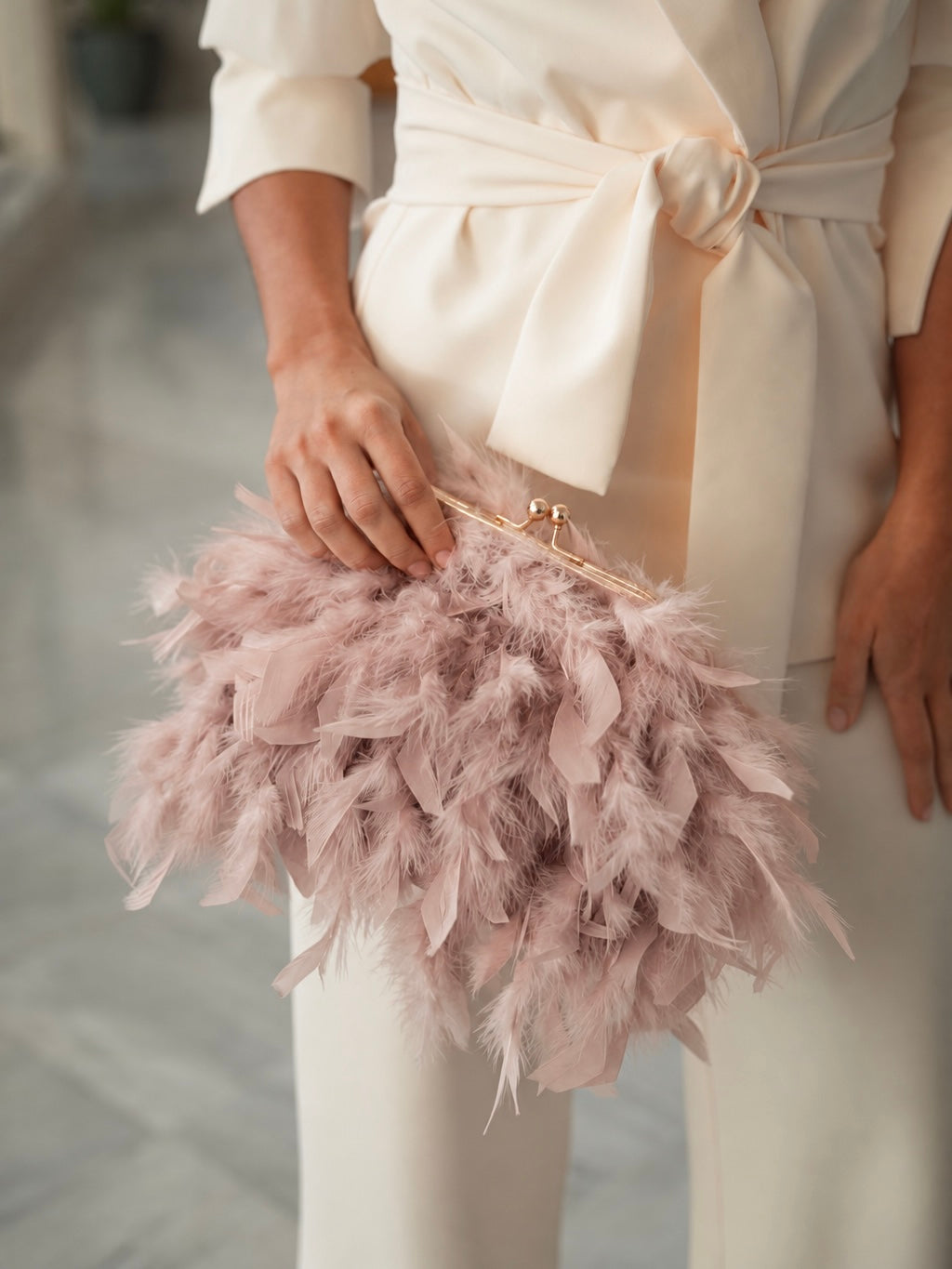 BOLSO PLUMAS PLEAMAR NUDE