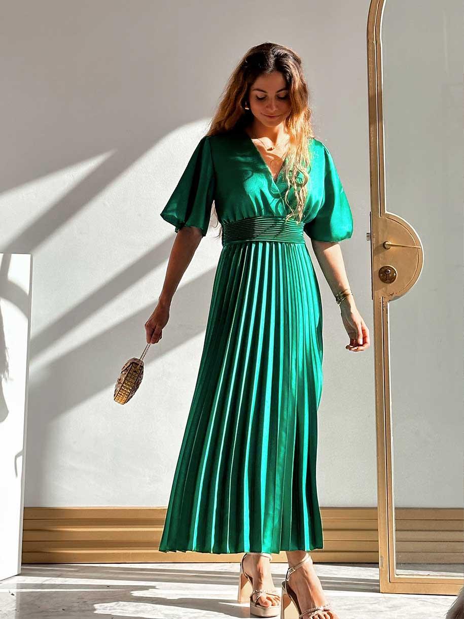VESTIDO PLISADO MIDI