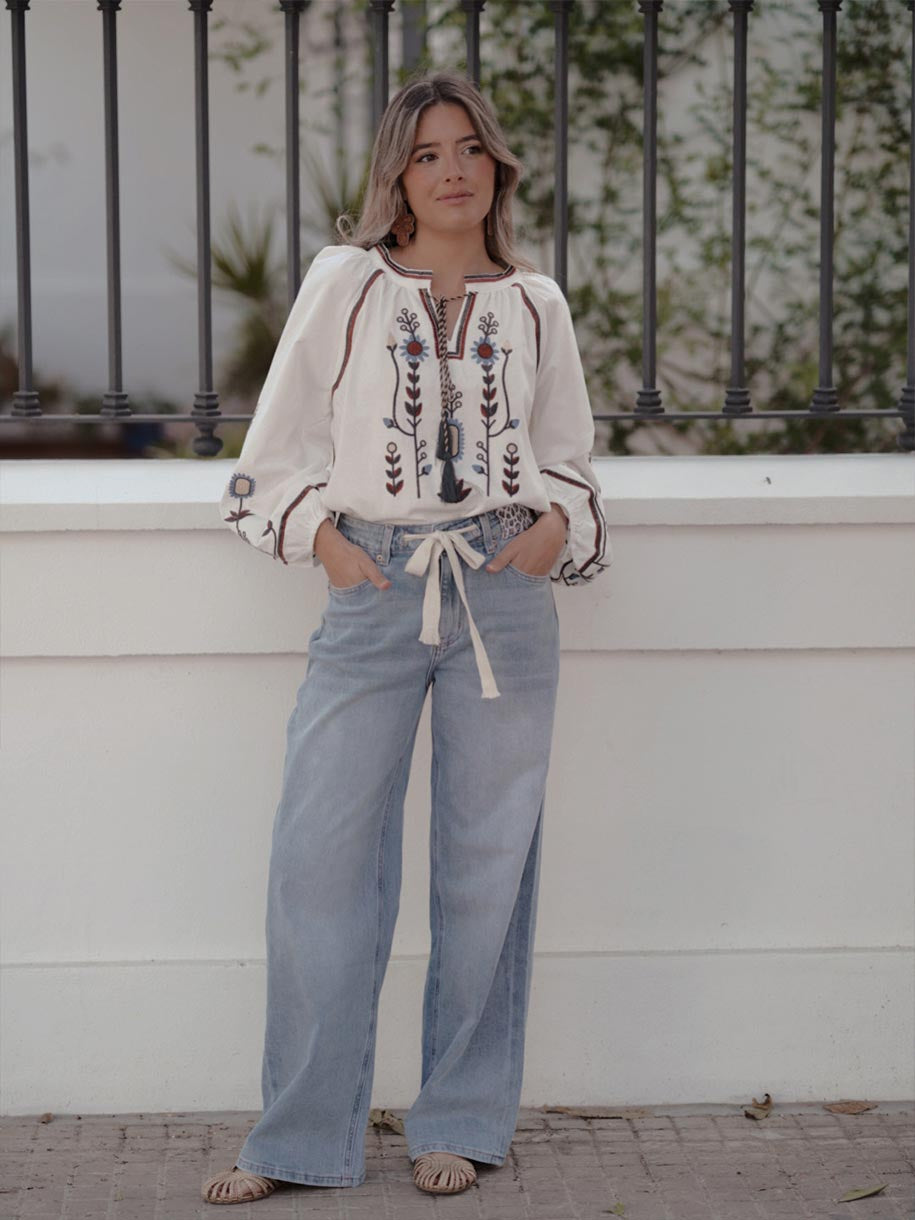 PANTALÓN VAQUERO BOHO CHIC