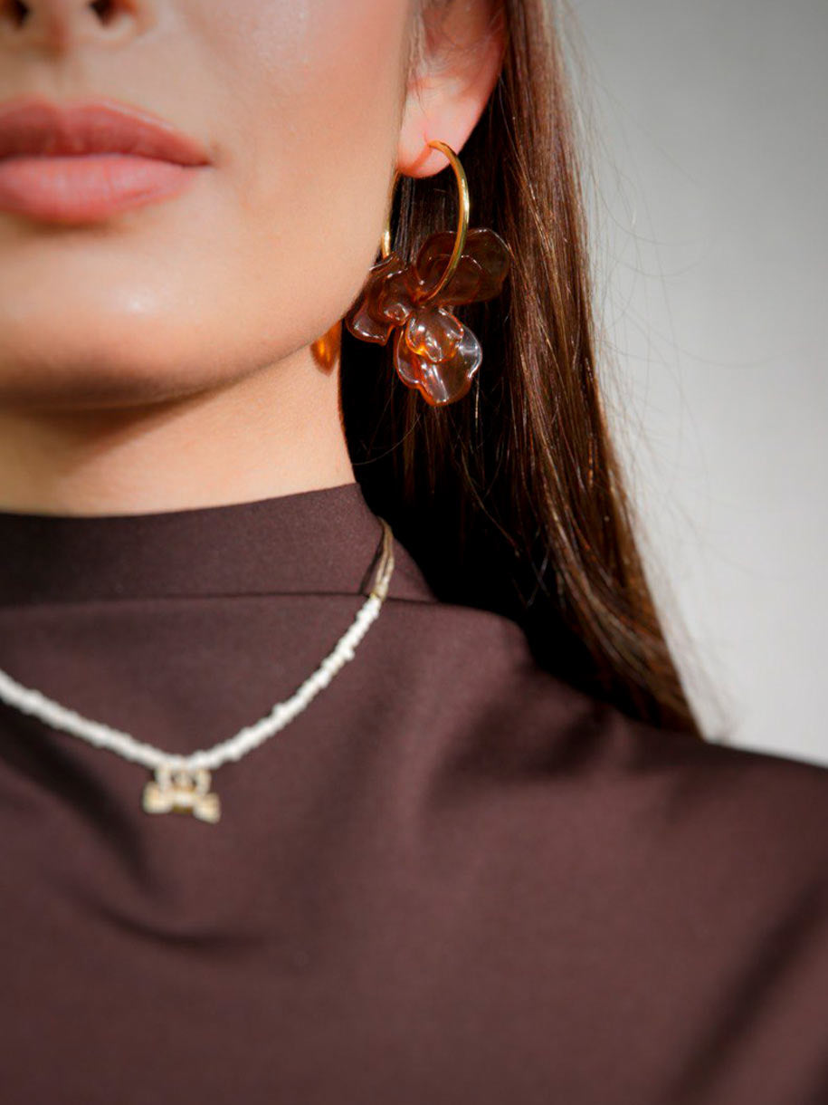 PENDIENTES FLOR CHOCOLATE